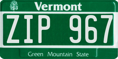 VT license plate ZIP967