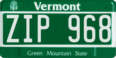 VT license plate ZIP968