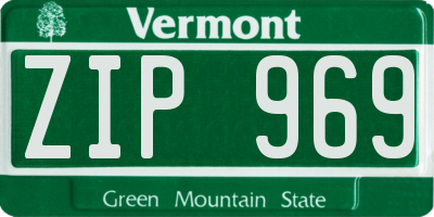 VT license plate ZIP969