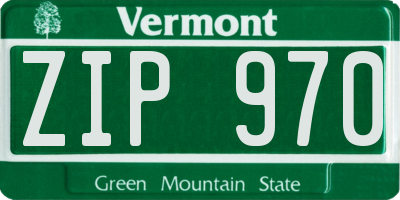 VT license plate ZIP970