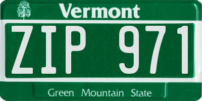 VT license plate ZIP971