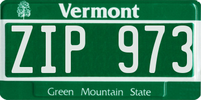 VT license plate ZIP973