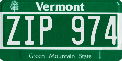 VT license plate ZIP974