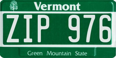 VT license plate ZIP976