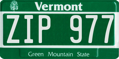 VT license plate ZIP977