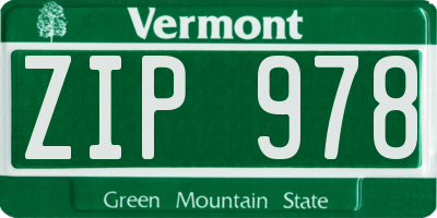 VT license plate ZIP978