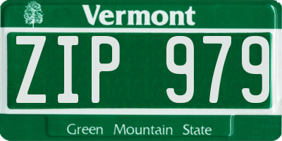 VT license plate ZIP979