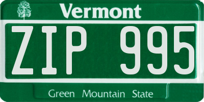 VT license plate ZIP995
