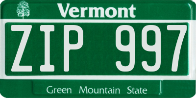 VT license plate ZIP997