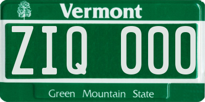 VT license plate ZIQ000