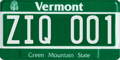 VT license plate ZIQ001
