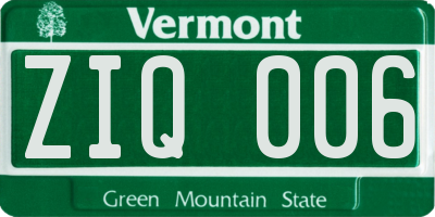 VT license plate ZIQ006