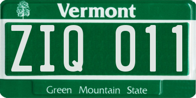 VT license plate ZIQ011
