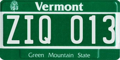 VT license plate ZIQ013