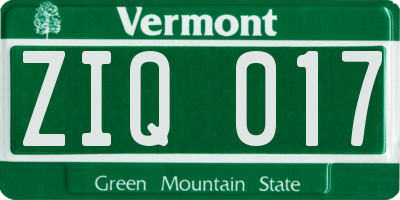 VT license plate ZIQ017