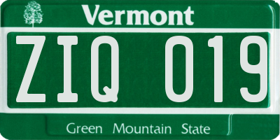 VT license plate ZIQ019