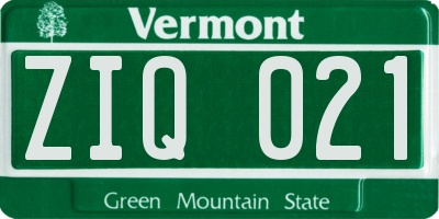 VT license plate ZIQ021