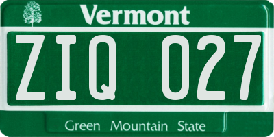 VT license plate ZIQ027