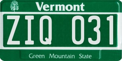 VT license plate ZIQ031