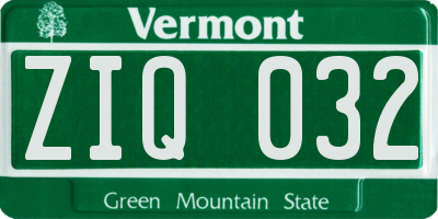 VT license plate ZIQ032