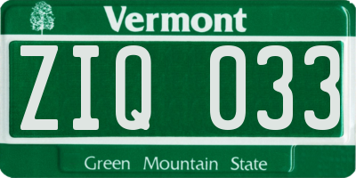 VT license plate ZIQ033