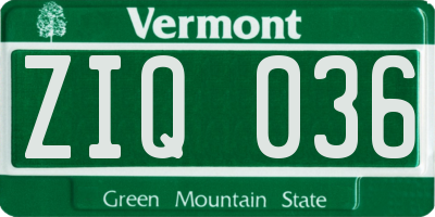 VT license plate ZIQ036