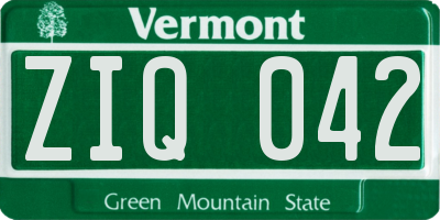 VT license plate ZIQ042