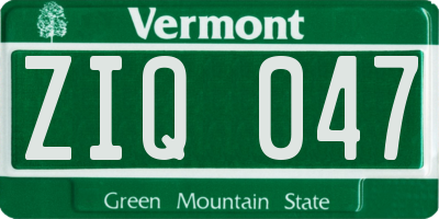 VT license plate ZIQ047