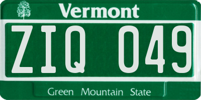 VT license plate ZIQ049