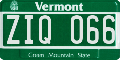 VT license plate ZIQ066