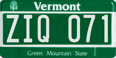 VT license plate ZIQ071