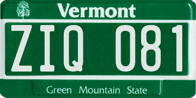 VT license plate ZIQ081