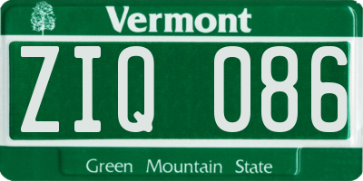 VT license plate ZIQ086