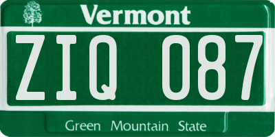 VT license plate ZIQ087