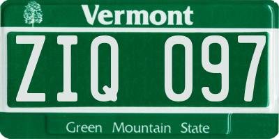 VT license plate ZIQ097