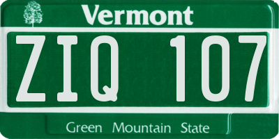 VT license plate ZIQ107