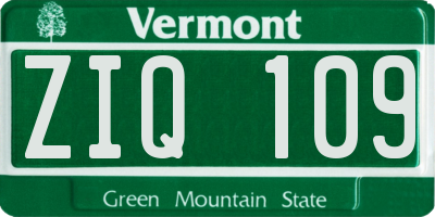VT license plate ZIQ109