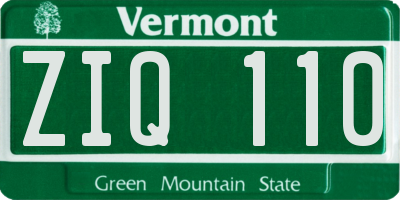 VT license plate ZIQ110