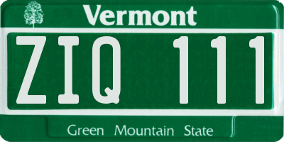 VT license plate ZIQ111