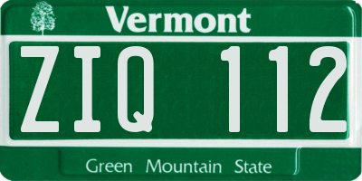 VT license plate ZIQ112