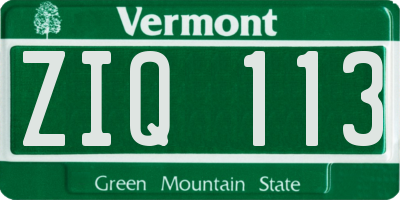 VT license plate ZIQ113