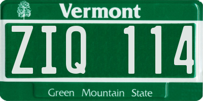 VT license plate ZIQ114