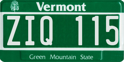 VT license plate ZIQ115