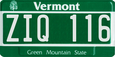 VT license plate ZIQ116