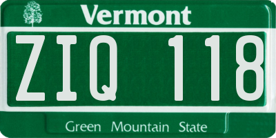 VT license plate ZIQ118