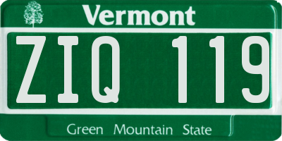 VT license plate ZIQ119