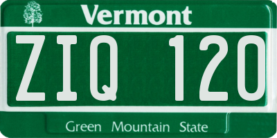 VT license plate ZIQ120