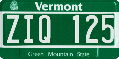 VT license plate ZIQ125