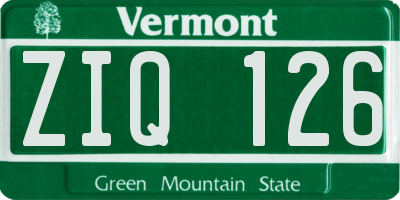 VT license plate ZIQ126