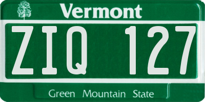 VT license plate ZIQ127